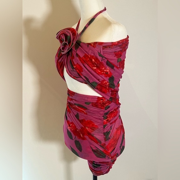 PINK FLORAL MESH TOP & SKIRT SET - Picture 3 of 5